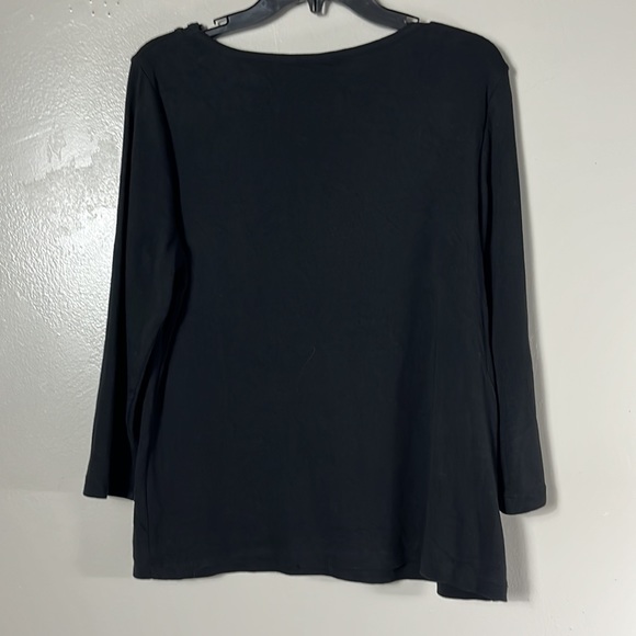 Rafaella black long sleeve studded top women’s size L - Picture 2 of 7